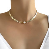 Golden Silver Fishbone Chain Neck Party Jewelry