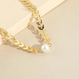 Golden Silver Fishbone Chain Neck Party Jewelry
