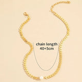 Golden Silver Fishbone Chain Neck Party Jewelry
