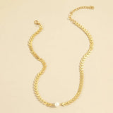Golden Silver Fishbone Chain Neck Party Jewelry