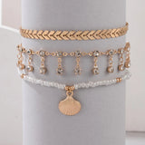 Beaded Shell Pendant Anklet Feminine Street Style