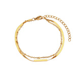 Double Blade Chain Spacer Bracelet Stainless Steel 18k Plated Women