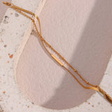 Double Blade Chain Spacer Bracelet Stainless Steel 18k Plated Women