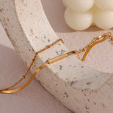Double Blade Chain Spacer Bracelet Stainless Steel 18k Plated Women