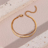 Double Blade Chain Spacer Bracelet Stainless Steel 18k Plated Women