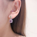 Purple Green Ladies Gemstone Teardrop Crystal 925 Earrings Women Wedding