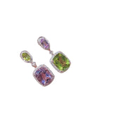 Purple Green Ladies Gemstone Teardrop Crystal 925 Earrings Women Wedding