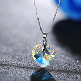 Rainbow Heart Pendant Necklace Earrings Set for Women