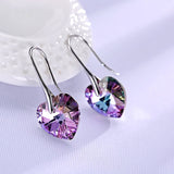 Rainbow Heart Pendant Necklace Earrings Set for Women