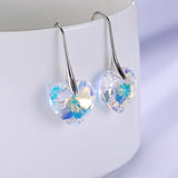 Rainbow Heart Pendant Necklace Earrings Set for Women