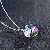 Rainbow Heart Pendant Necklace Earrings Set for Women