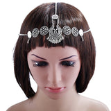 Vintage Silver Boho Head Chain Hair Jewelry For Women