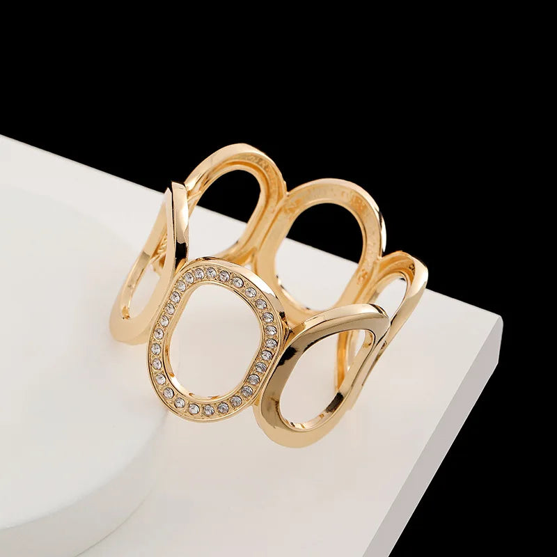 Rhinestone Open Cuff Bangles Hyperbole Bracelets Wide Metal Bracelets