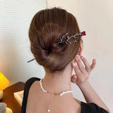 Rose Branch Flower Hairpin Retro Headwear Hair Accessories Jewelry Gift