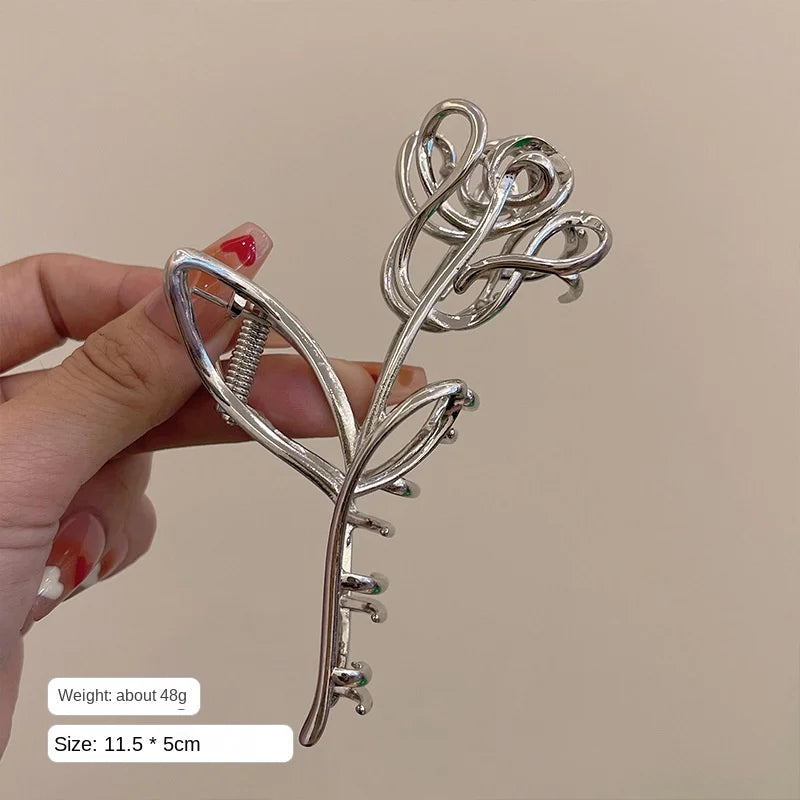 Rose Hollow Hair Clips Metal Shark Grab Clip Hair Accessories