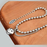Round Pendant Smiley Bracelets Women Gift Retro Silver Expression