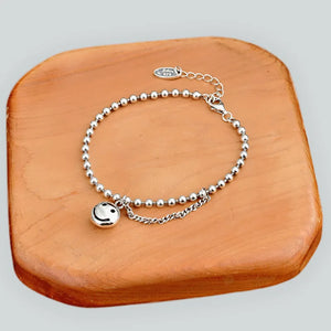 Round Pendant Smiley Bracelets Women Gift Retro Silver Expression