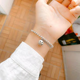 Round Pendant Smiley Bracelets Women Gift Retro Silver Expression