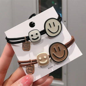 Smiling Face Hair Rope Female Rough Tie Ponytail Ins Hair Ring Net Red