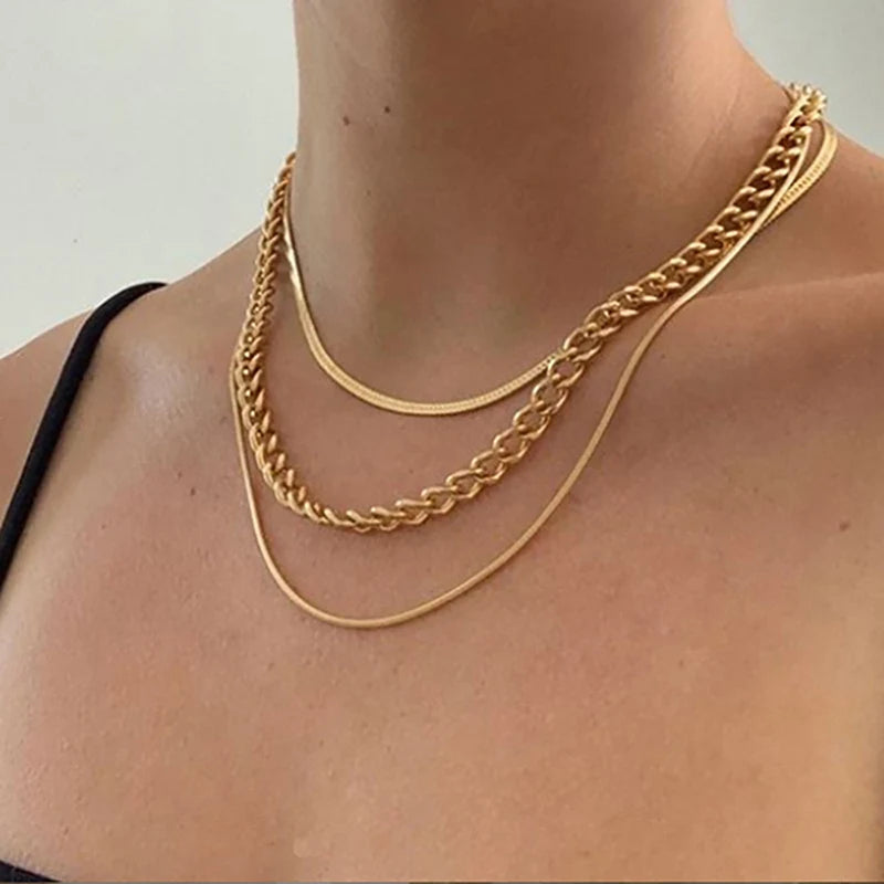 Vintage Snake Necklace Multi-layered Choker Sweater Chain Neck Accessory