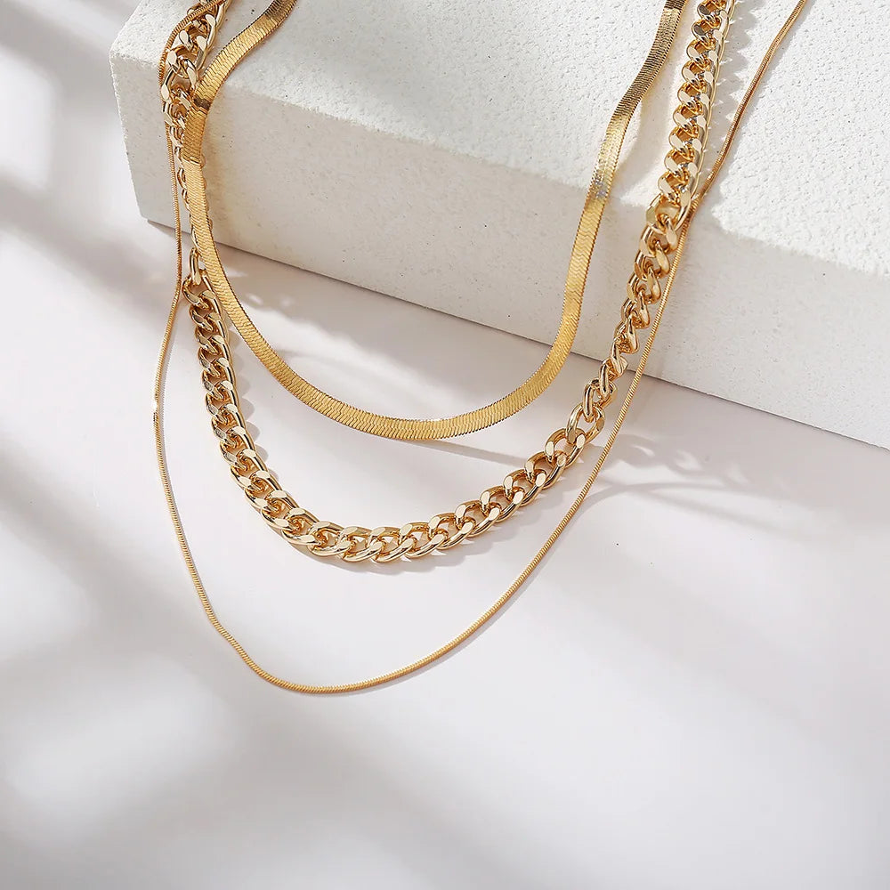 Vintage Snake Necklace Multi-layered Choker Sweater Chain Neck Accessory