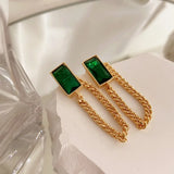 Green Crystal Clavicle Chain Necklace Geometric Single Layer Necklace