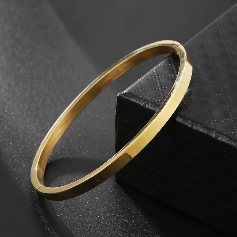 Stainless Steel C-shape Bracelet Men Couples Matching Charm Cuff Bangle