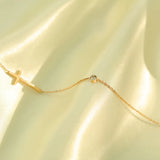 Stainless Steel Cross with CZ Anklet For Women