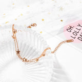 Star Multi-layered Anklet Rose Stainless Steel Jewelry Woman Gift