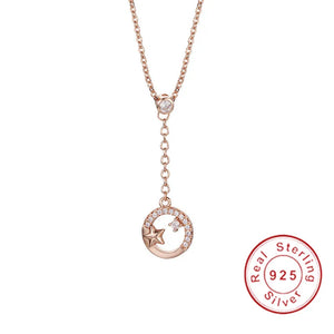 Sterling Silver Star Pendant Zircon CZ Necklace Bridal Jewelry