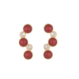 Red Agate Stud Earrings Zircon Inlay Women's Ear Jewelry Gift