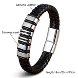 Punk Men's Leather Buddha Bracelet Stainless Steel Wristband