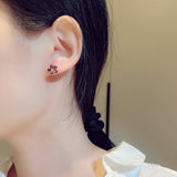 Geometric Round Earring for Women Rhinestone Crystal Stud Earrings
