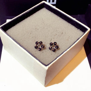 Geometric Round Earring for Women Rhinestone Crystal Stud Earrings