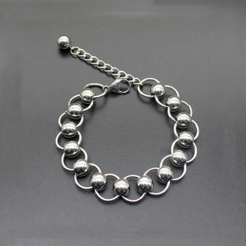 Titanium Steel Round Bead Bracelet Stainless Steel Bracelet