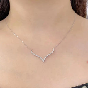 V-shaped Zircon Necklace 925 Sterling Silver Women's Clavicle Chain