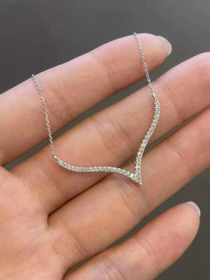 925 Sterling Silver Zircon V-shaped Women's Necklace