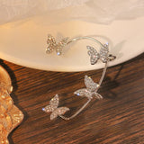 Zircon Butterfly Clip-On Earrings for Women Holiday Jewelry