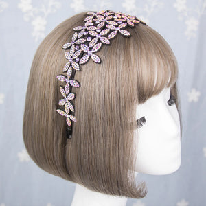 Big Flowers Headband Rhinestone Border Hairpin