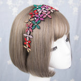 Big Flowers Headband Rhinestone Border Hairpin