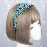 Big Flowers Headband Rhinestone Border Hairpin