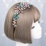 Big Flowers Headband Rhinestone Border Hairpin