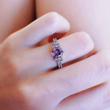 Simulated Amethyst Ring Allergy Tibetan Silver Purple Crystal Wedding