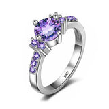 Simulated Amethyst Ring Allergy Tibetan Silver Purple Crystal Wedding