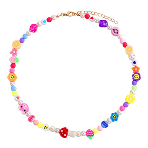 Bohemian Simulated Pearl Fruit Choker Necklace For Women