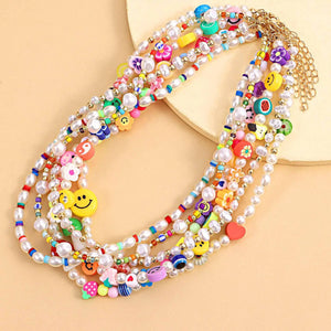 Bohemian Simulated Pearl Fruit Choker Necklace For Women