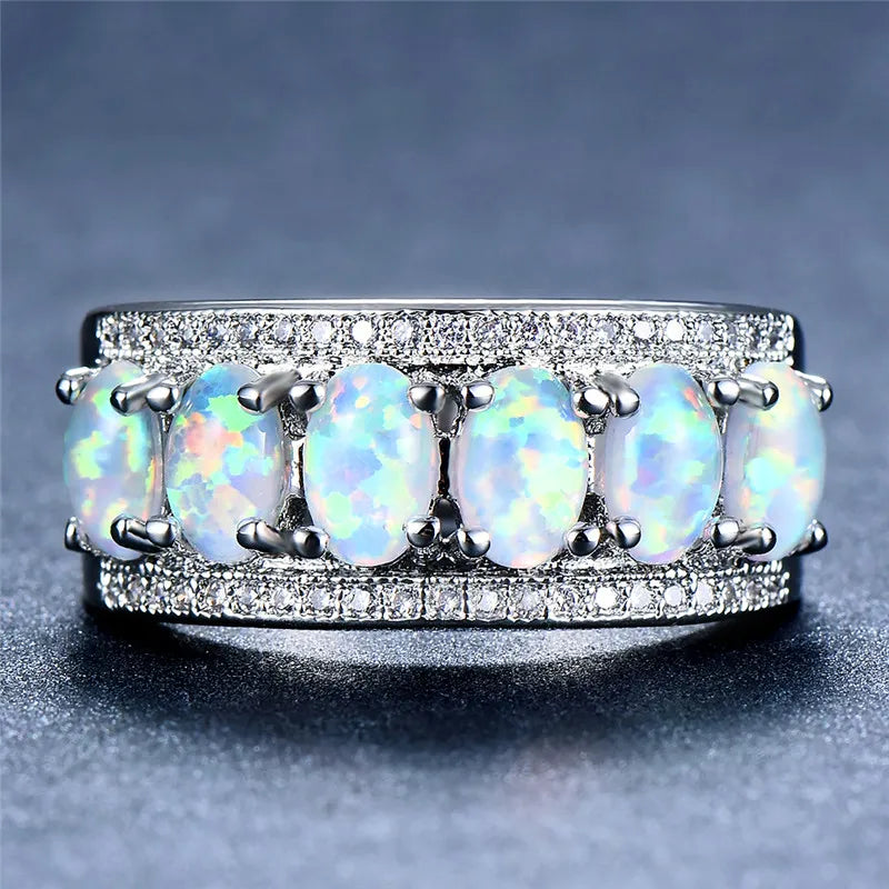 Opal Engagement Ring Vintage Silver Wedding Rings For Women