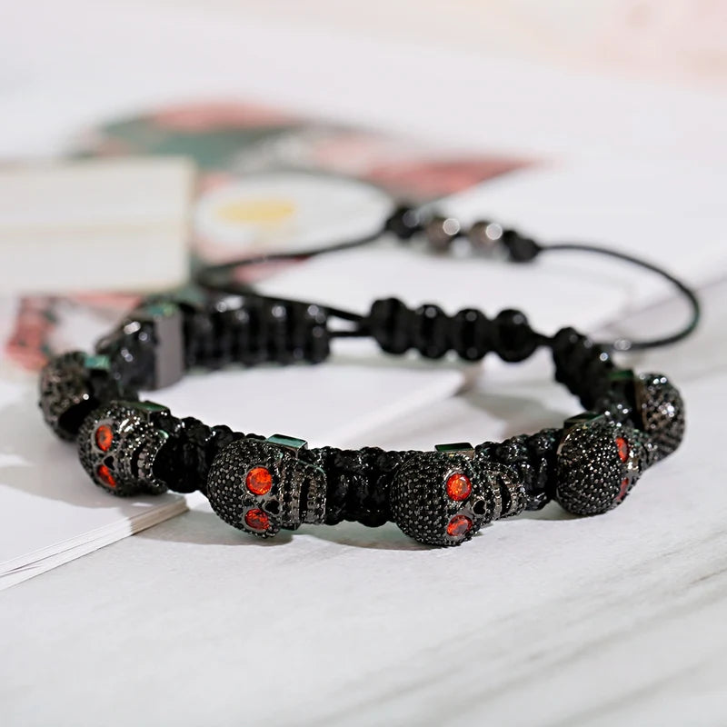 Skeleton Bracelet Homme CZ Zircon Braided Bracelet