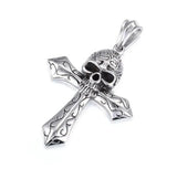 Skull Cross Punk Gothic Pendant Necklace for Men Biker Jewelry