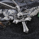 Skull Cross Punk Gothic Pendant Necklace for Men Biker Jewelry